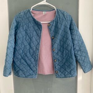 Carter's Blue Quilted Cotton Imitation Jeans Jacket for Girls